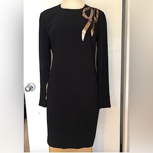 Trina Turk Black Murasaki Dress with Gold Bow NWT